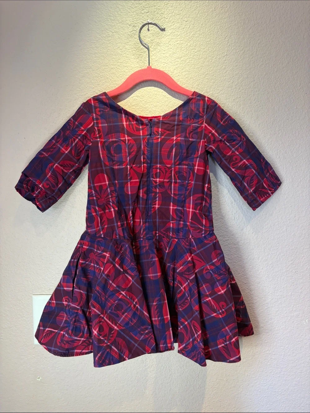 Tea Girl’s Culzean Castle Rose Tartan Plaid Red Blue Dress Size 3